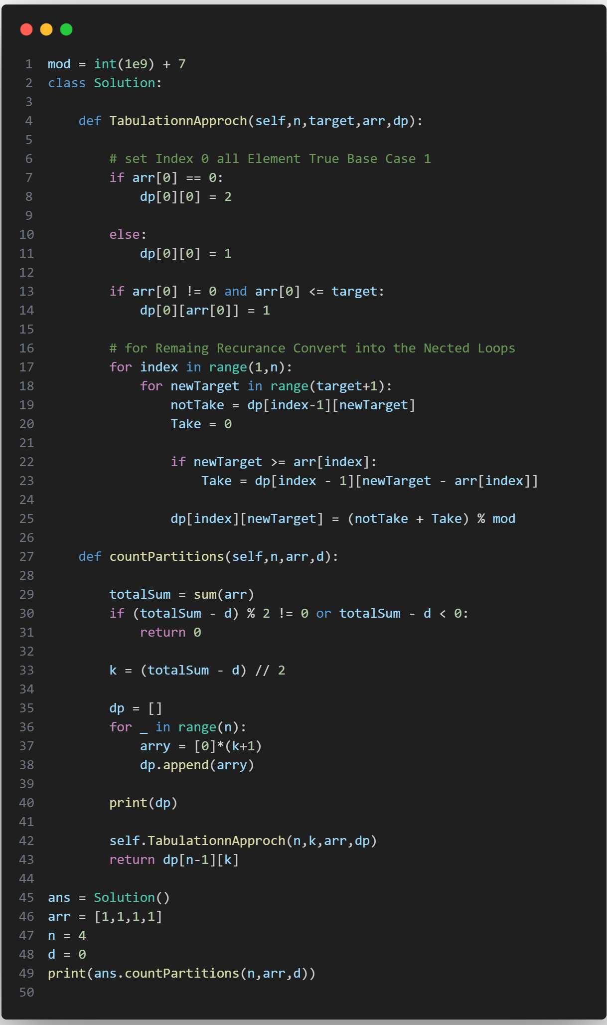 DPL18 Count Partitions With Given Difference