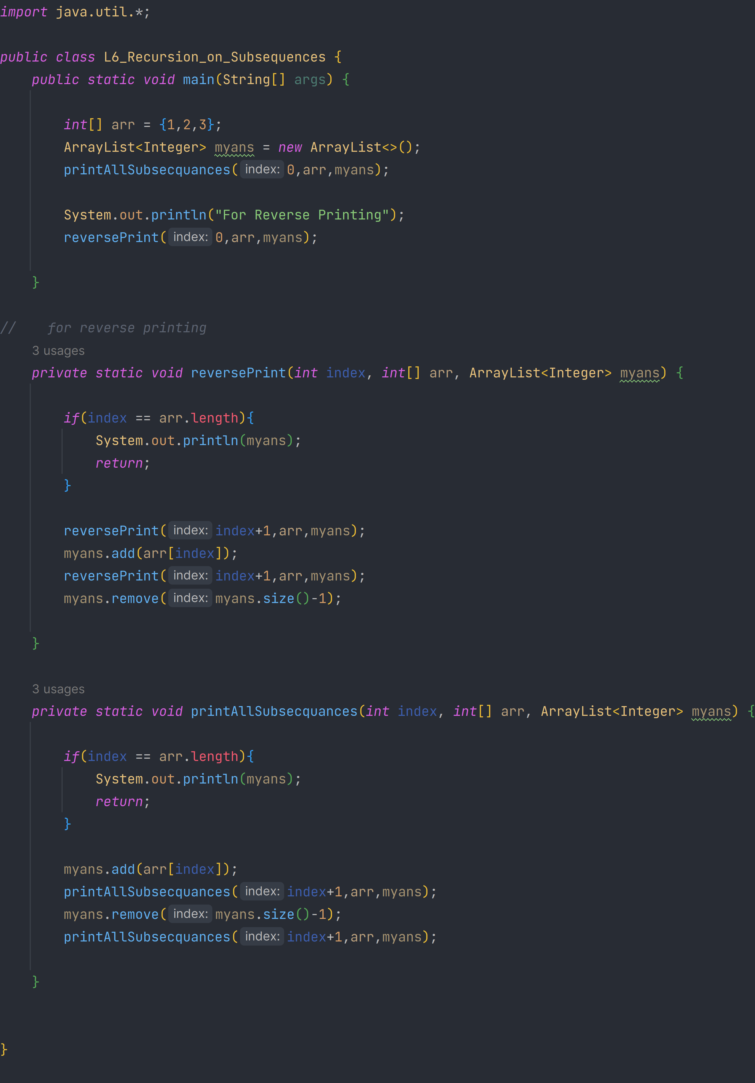 L6 Recursion on Subsequences