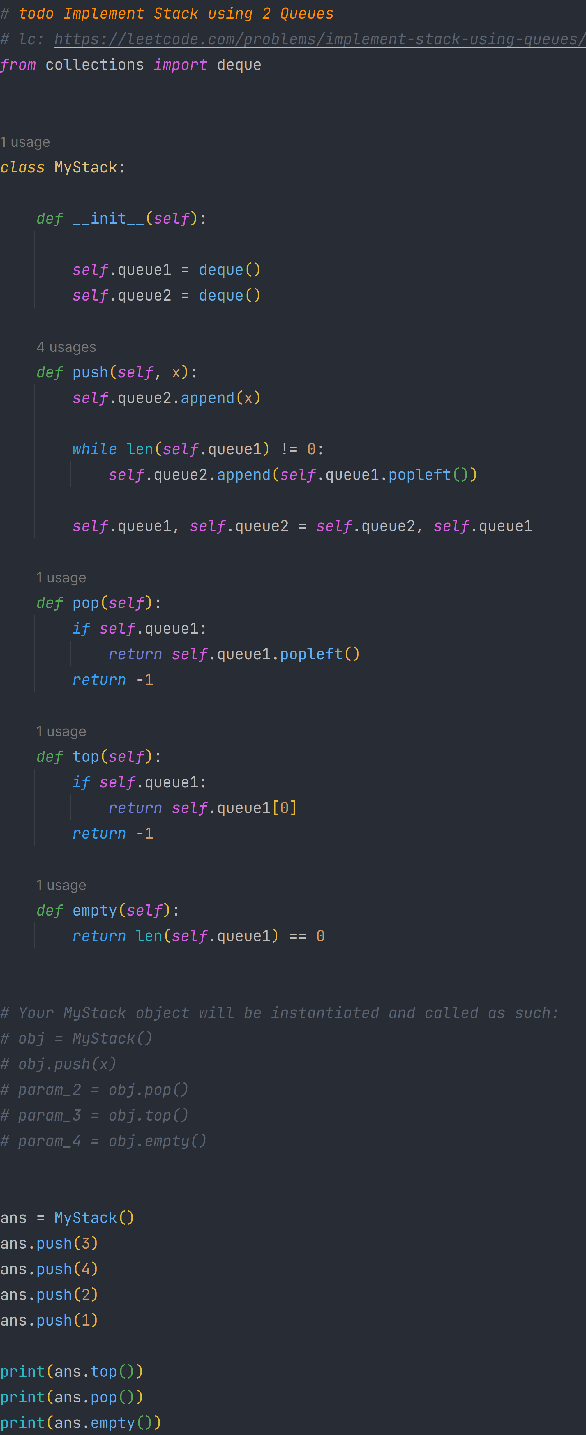 SQP3 Implementation Stack Using Queue